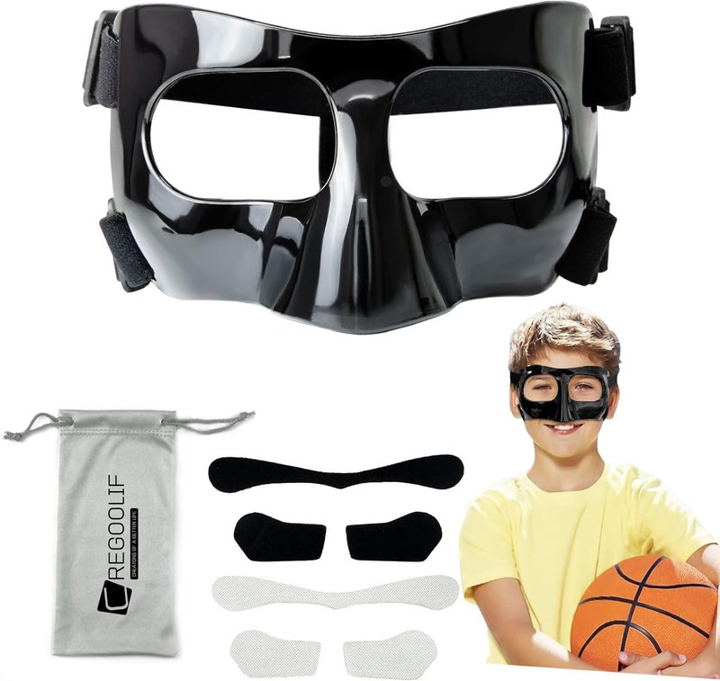 CREGOOLIF Nose Guard for Broken Nose, Protective Face Masks for Basketball and Soccer Sports,Adjustable Face Mask with Foam Padding foradolescents - Image 1